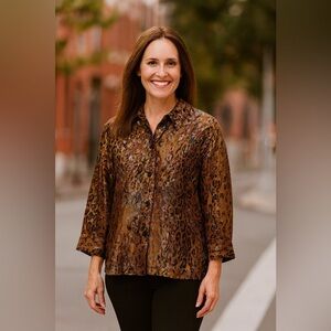 Sexy Animal Print Button-down Top by Choices Size PS